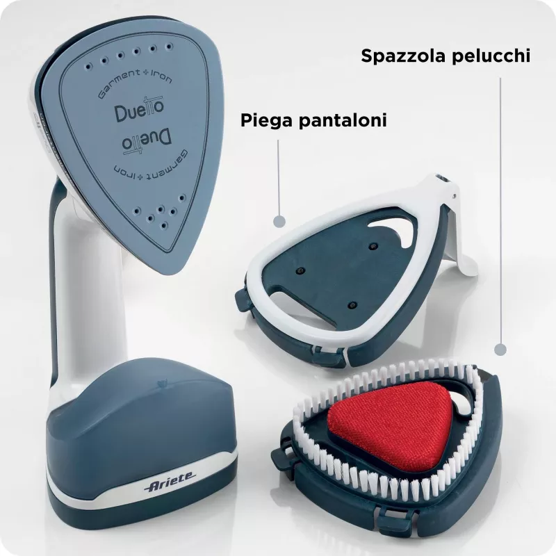 Ariete 6246 Duetto Żelazko do ubrań – Żelazko pionowe i żelazko z nieprzywierającą ceramiczną stopą – 1000 W – biało-niebieskie