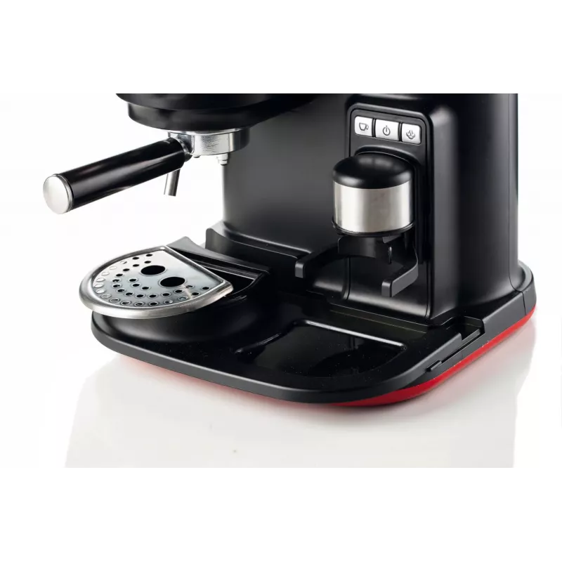 Ekspres do kawy Ariete 1318 Moderna ze zintegrowanym młynkiem, do ziaren i kawy mielonej, spieniacz mleka, dysza do cappuccino, 1 i 2 filiżanki, 1080 W, 800 ml, czerwony
