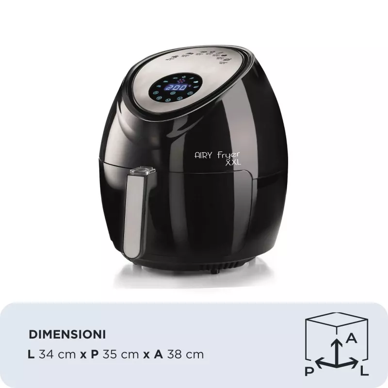 Ariete 4618 Airy Fryer XXL - Frytkownica powietrzna - Usmaż 2,5 kg frytek - 7 litrów - Gotowanie bez oleju i tłuszczu - 1800 W - czarny