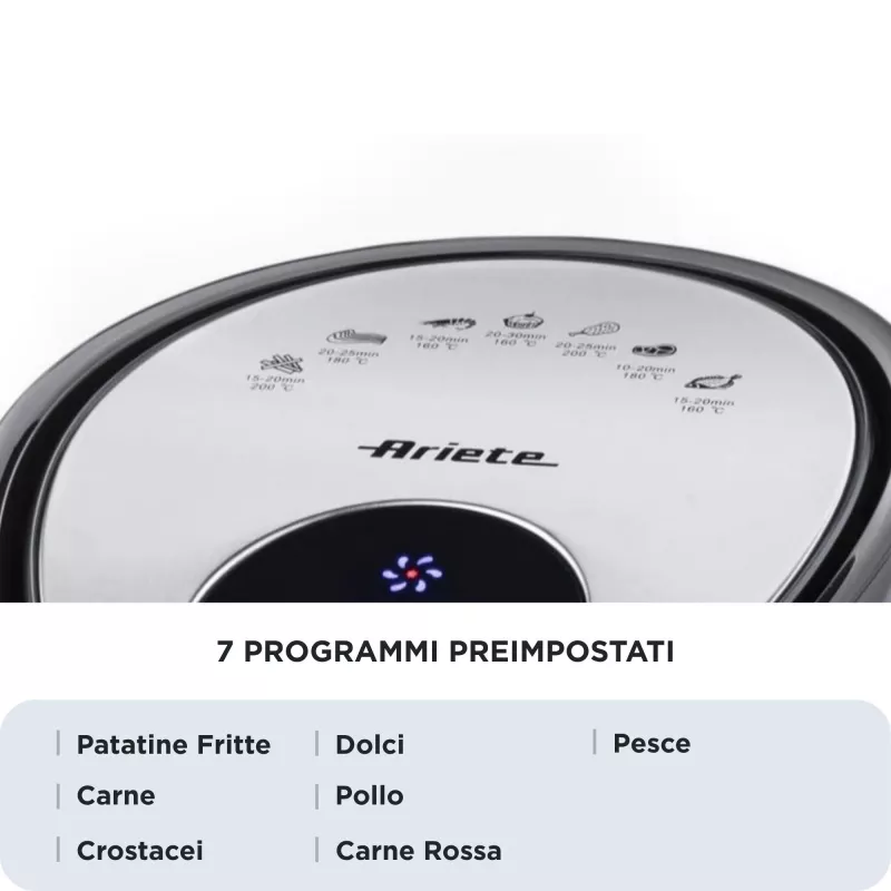 Ariete 4618 Airy Fryer XXL - Frytkownica powietrzna - Usmaż 2,5 kg frytek - 7 litrów - Gotowanie bez oleju i tłuszczu - 1800 W - czarny