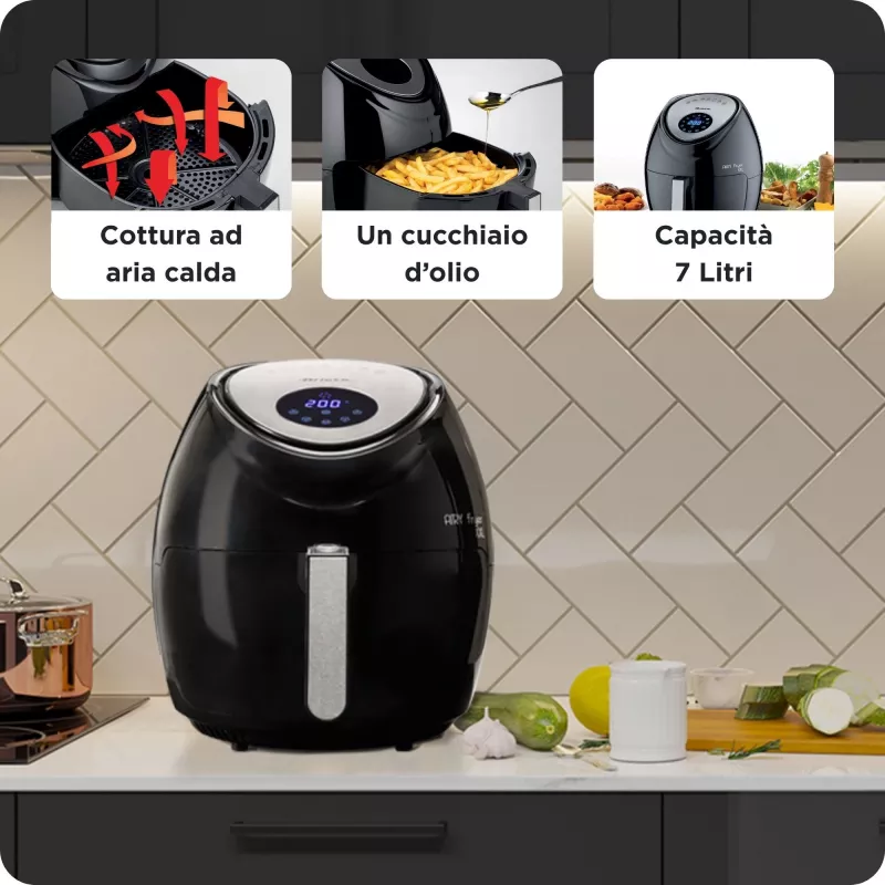 Ariete 4618 Airy Fryer XXL - Frytkownica powietrzna - Usmaż 2,5 kg frytek - 7 litrów - Gotowanie bez oleju i tłuszczu - 1800 W - czarny