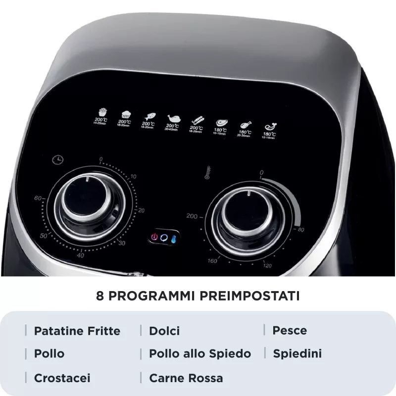 Ariete 4619 Airy Fryer Oven - Frytownica powietrzna i piekarnik elektryczny z rożnem - Obrotowy kosz - Suszarka do żywności - 2000 W - 11 litrów - Stal