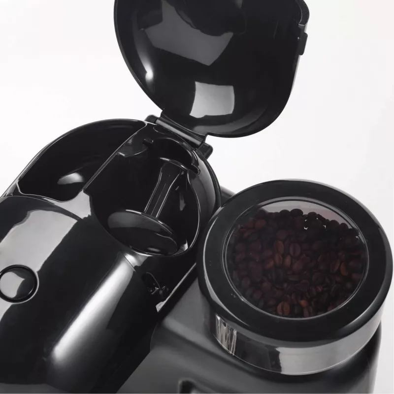 Ariete 1318 Moderna Espresso Machine z Integrated Coffee Grinder, For Coffee Beans and Ground Coffee, Milk Frothing Cappuccino Maker, 1 and 2 Cup Filter, 1080 W, 800 cc, Czarny