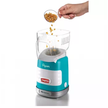 Ariete 2956, Pop Corn Party Time, Maszyna do popcornu, Wyrzuca 60 g kukurydzy na popcorn w 2 minuty za pomocą gorącego powietrza, Beztłuszczowy, 1000 W, Niebieski