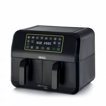 Ariete 4623 Airy Fryer Dual, Frytkownica beztłuszczowa z podwójnym koszem, 1700 W, pojemność 8 l, 3 funkcje gotowania, Cyfrowy panel dotykowy LED, 8 programów automatycznych, Zegar, 2 kosze, Czarny