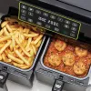 Ariete 4623 Airy Fryer Dual, Frytkownica beztłuszczowa z podwójnym koszem, 1700 W, pojemność 8 l, 3 funkcje gotowania, Cyfrowy panel dotykowy LED, 8 programów automatycznych, Zegar, 2 kosze, Czarny