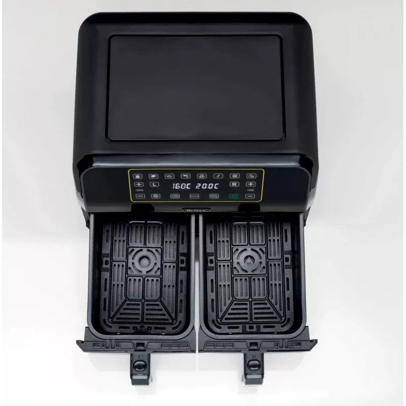 Ariete 4623 Airy Fryer Dual, Frytkownica beztłuszczowa z podwójnym koszem, 1700 W, pojemność 8 l, 3 funkcje gotowania, Cyfrowy panel dotykowy LED, 8 programów automatycznych, Zegar, 2 kosze, Czarny