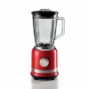 Ariete Moderna Czerwony Blender szklany dzbanek, Blender stołowy, 1,5 l, Funkcja pulsacyjna, Kruszenie lodu, 1000 W, Czerwony