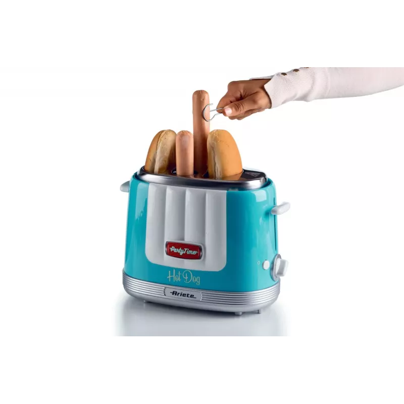 Ariete 206 Hot dog Maker Party Time, 650W, Niebieski, Hot dog toaster, Jasnoniebieski, 2 szt., 650 W, 160 mm, 270 mm