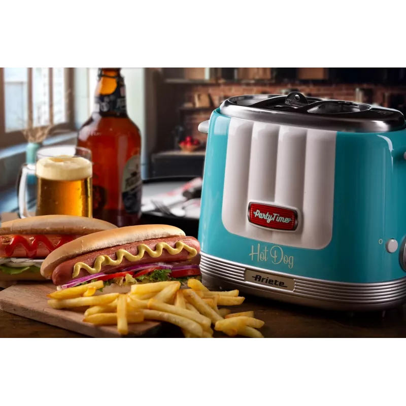 Ariete 206 Hot dog Maker Party Time, 650W, Niebieski, Hot dog toaster, Jasnoniebieski, 2 szt., 650 W, 160 mm, 270 mm