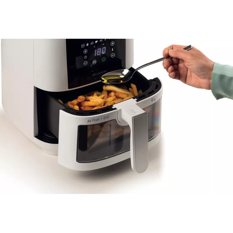 Ariete 4626 Airy Fryer 6L, frytkownica beztłuszczowa, 1300 W, pojemność 6 l, pojemność gotowania 2,5 kg, 8 programów ustawionych, temperatura do 200°, przezroczysty kosz do kontroli gotowania, czarny