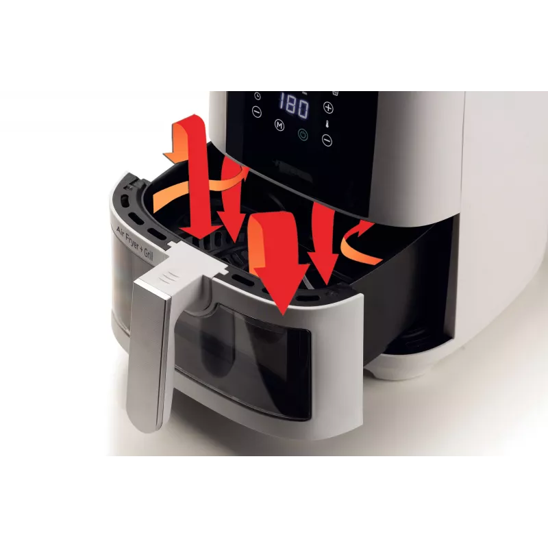 Ariete 4626 Airy Fryer 6L, frytkownica beztłuszczowa, 1300 W, pojemność 6 l, pojemność gotowania 2,5 kg, 8 programów ustawionych, temperatura do 200°, przezroczysty kosz do kontroli gotowania, czarny