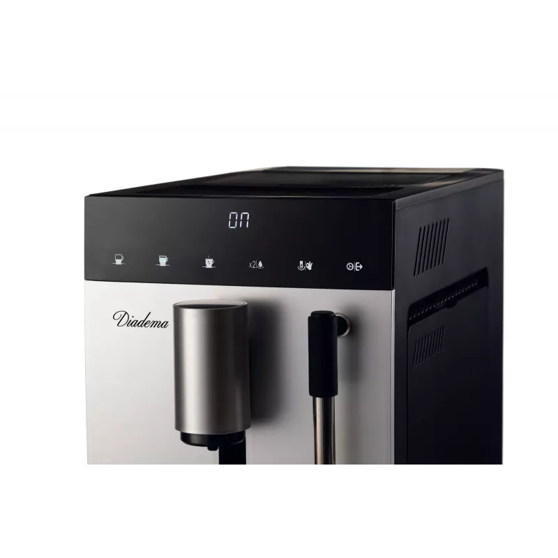 Ariete 1452 Diadema, Ekspres do kawy automatyczny, 1350 W, ciśnienie 19 barów, Do kawy, americano i gorącej wody, Dysza do cappuccino, Wyświetlacz LED, Regulowany dozownik, Srebrny