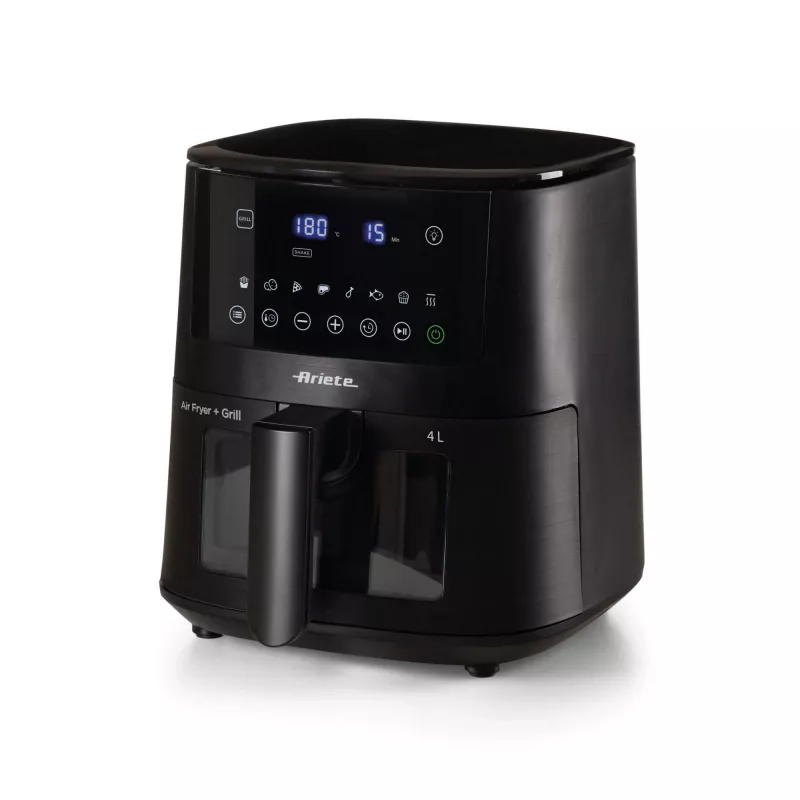 Ariete 4633, Frytkownica powietrzna 4L, 1400W, Pojemność 4L, 9 programów, Funkcja Shake and Grill, Temperatura do 200°C, Czarny