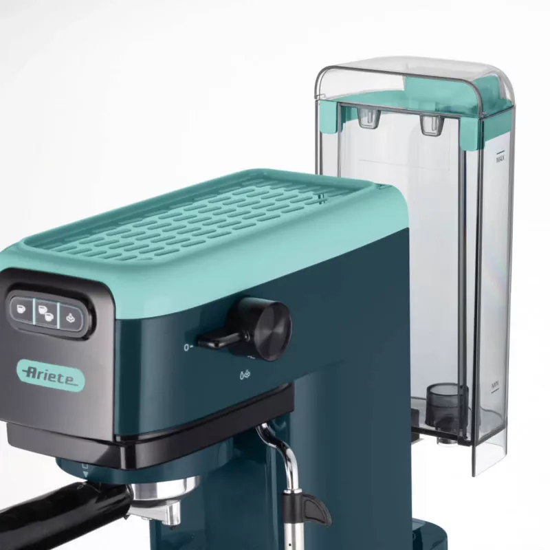 Ekspres do kawy Ariete 1399 Espresso, do kawy mielonej i saszetek ESE, 1300 W, pojemność 1,1 l, ciśnienie 15 barów, filtr na 1 i 2 filiżanki oraz saszetki ESE, Cappuccino, zielony