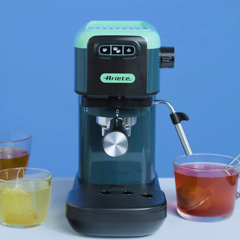 Ekspres do kawy Ariete 1399 Espresso, do kawy mielonej i saszetek ESE, 1300 W, pojemność 1,1 l, ciśnienie 15 barów, filtr na 1 i 2 filiżanki oraz saszetki ESE, Cappuccino, zielony