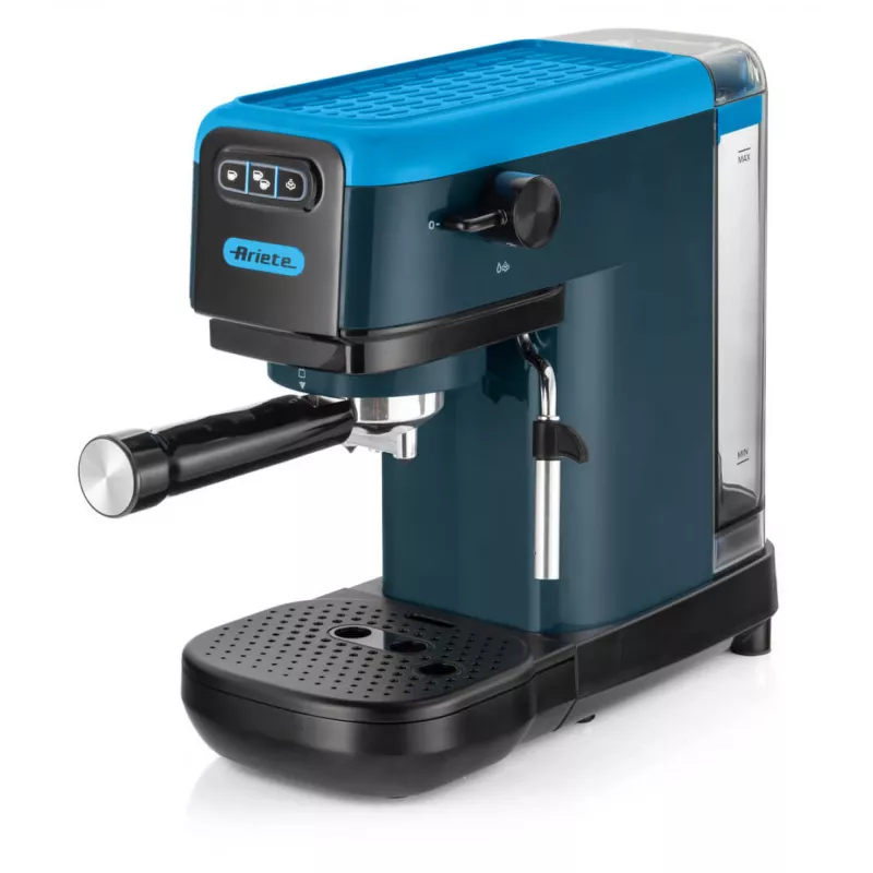 Ekspres do kawy Ariete 1399 Espresso, do kawy mielonej i saszetek ESE, 1300 W, pojemność 1,1 l, ciśnienie 15 barów, filtr na 1, 2 filiżanki i saszetki ESE, Cappuccino, niebieski