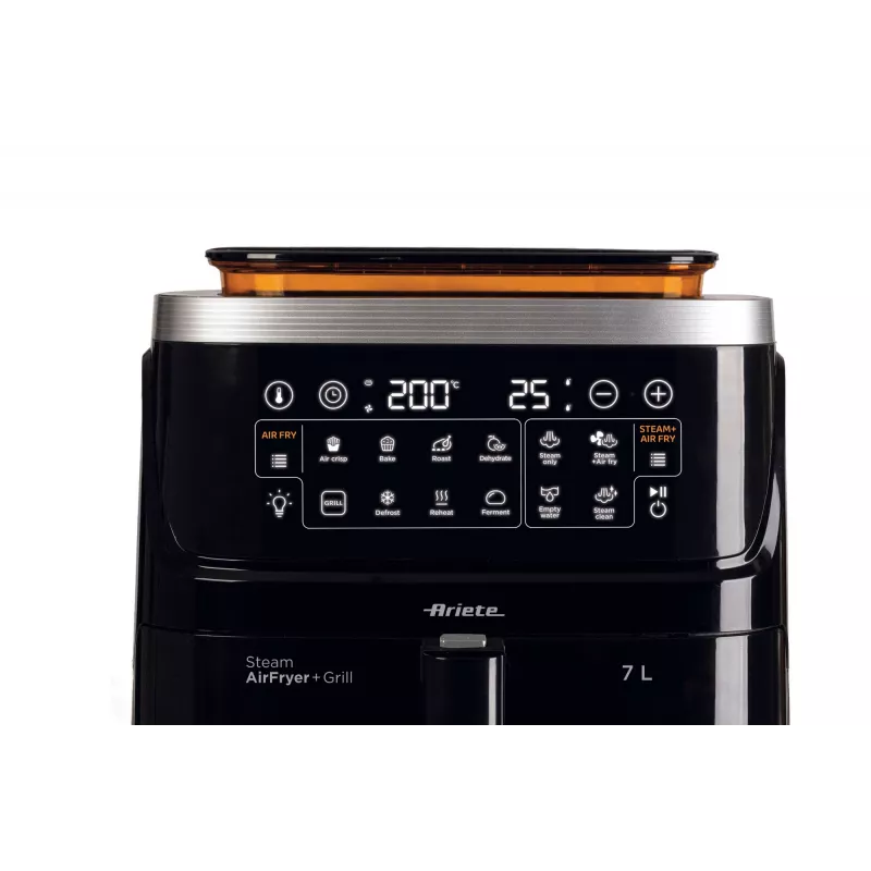 Ariete 4636 Air fryer z steam function + Grill, 1700W, Dehydrating function, 10 cooking functions, Transparent basket, Timer, Czarny