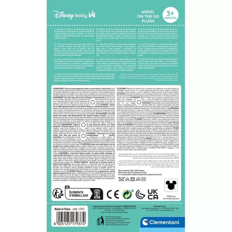 Clementoni Disney Baby Angel Soft Rattle wisząca zabawka dla niemowląt
