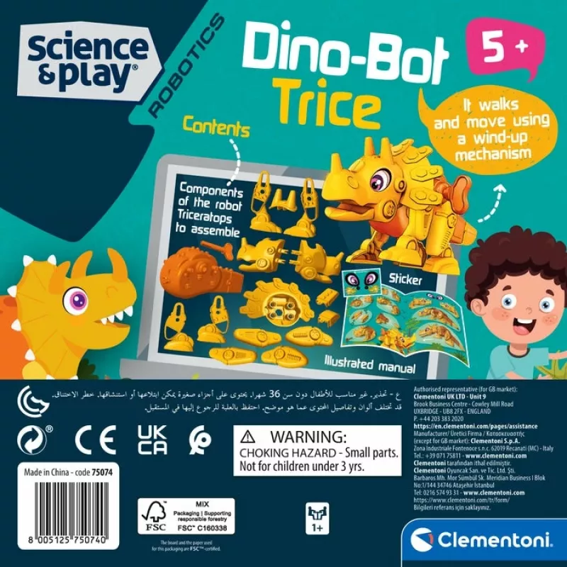 Clementoni Dino Bot Triceratops Junior, Robotyczny dinozaur, 5 lat