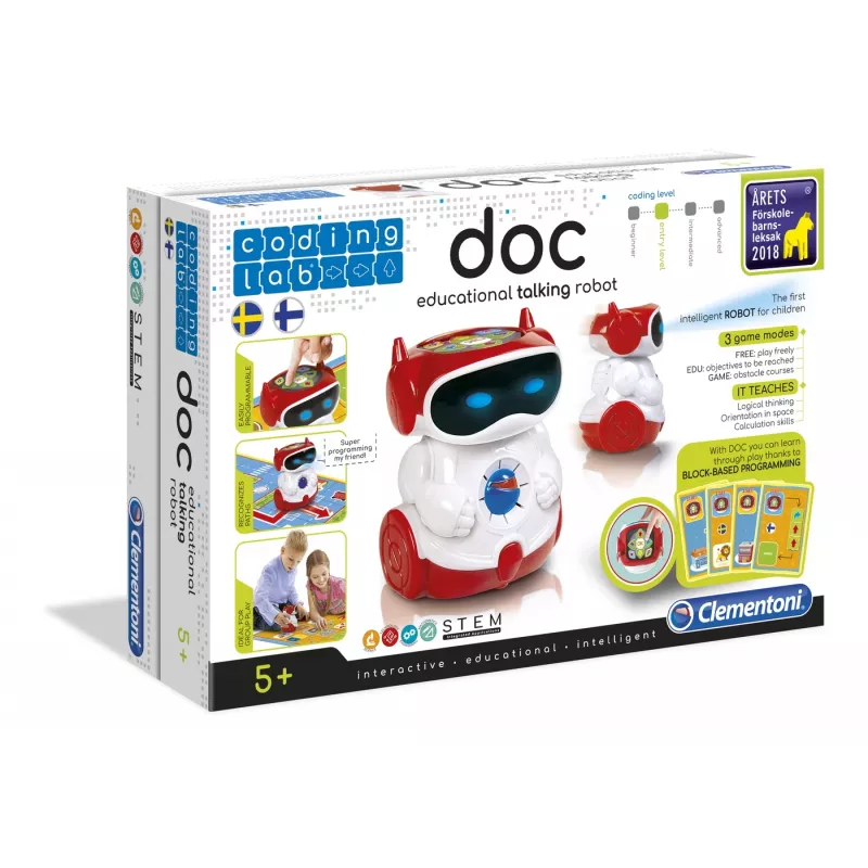Clementoni DOC - Edukacyjny Mówiący Robot, Programowalny robot, 5 lat, Czerwony, Biały