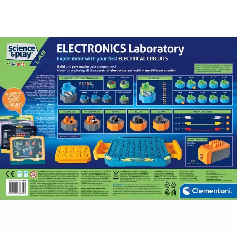 Clementoni Science & Play Electronics Laboratory, Zestaw doświadczalny, Elektryczność, 8 lat, Różne kolory