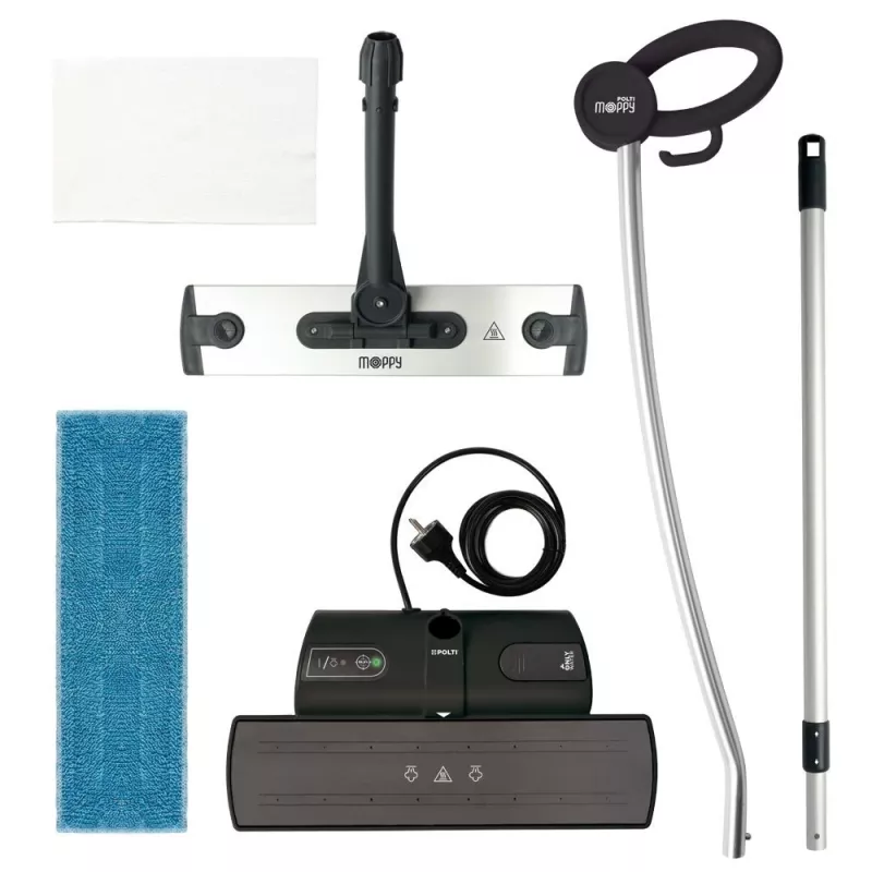 Polti Moppy Czarny Premium Mop parowy 0,7 l 1500 W Aluminium, Czarny