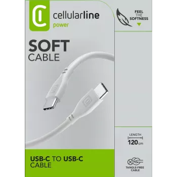Kabel Cellularline Soft 120 cm - USB-C do USB-C, kabel USB-C do USB-C z wykończeniem soft touch