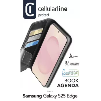 Cellularline Book Agenda Galaxy S25 Edge skóropodobny pokrowiec książkowy z zamknięciem magnetycznym
