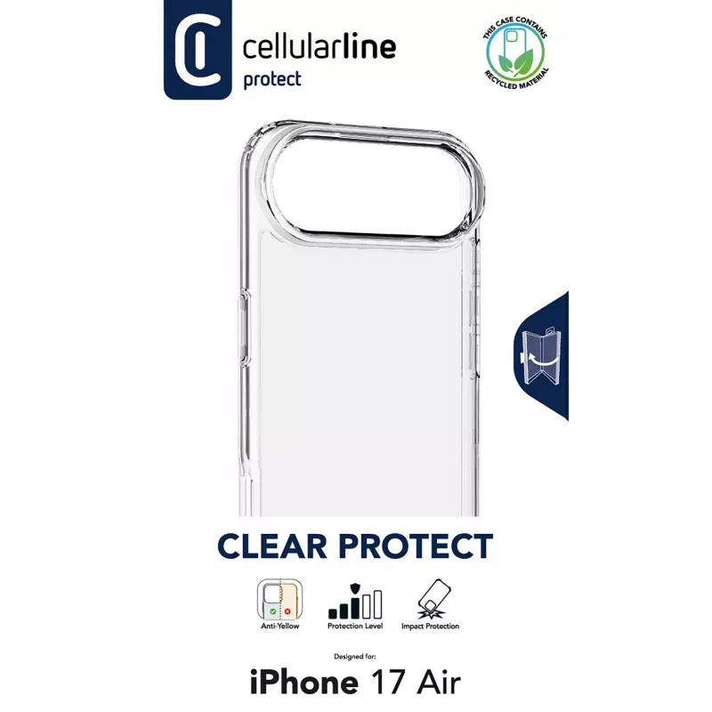 Cellularline Clear Protect - twarde etui iPhone Air z gumowymi krawędziami