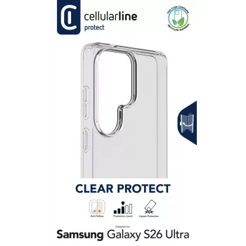 Cellularline Clear Protect - Etui twarde Galaxy S26 Ultra z gumowymi krawędziami