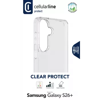 Cellularline Clear Protect - Galaxy S26+ Twarde etui z gumowymi krawędziami