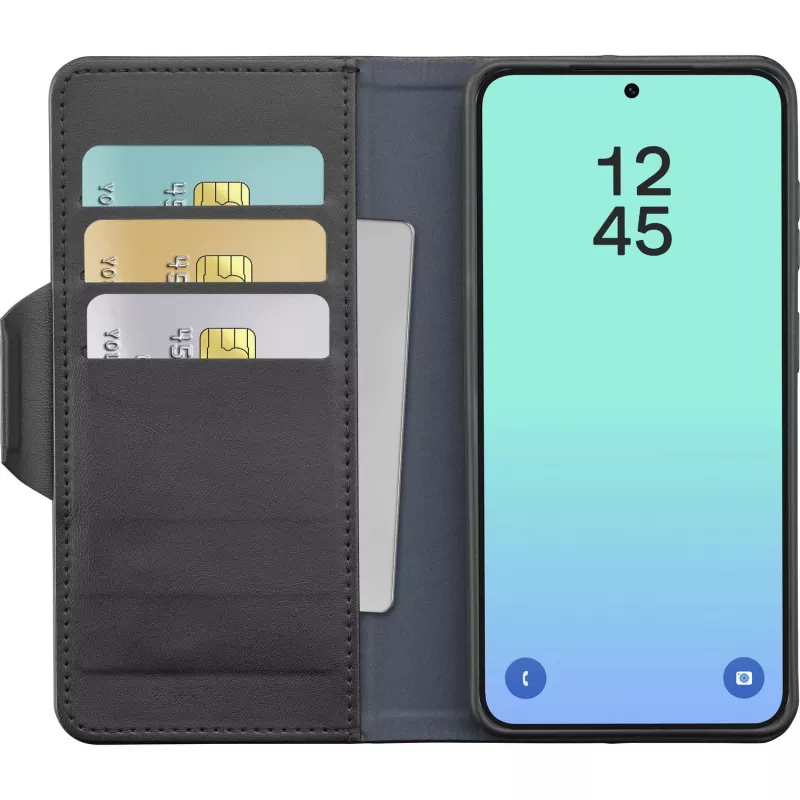Cellularline Book Agenda - Etui książkowe Galaxy S26 z wykończeniem ze skóry ekologicznej, zamknięciem magnetycznym, ochroną RFID i funkcją podstawki.