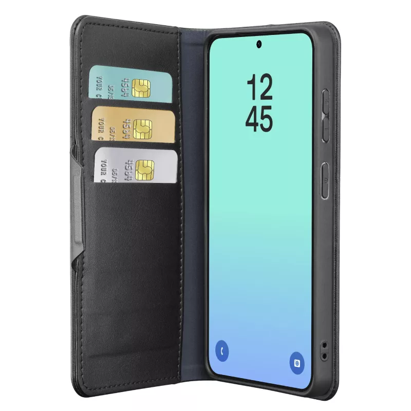 Cellularline Book Agenda - Etui książkowe Galaxy S26 z wykończeniem ze skóry ekologicznej, zamknięciem magnetycznym, ochroną RFID i funkcją podstawki.