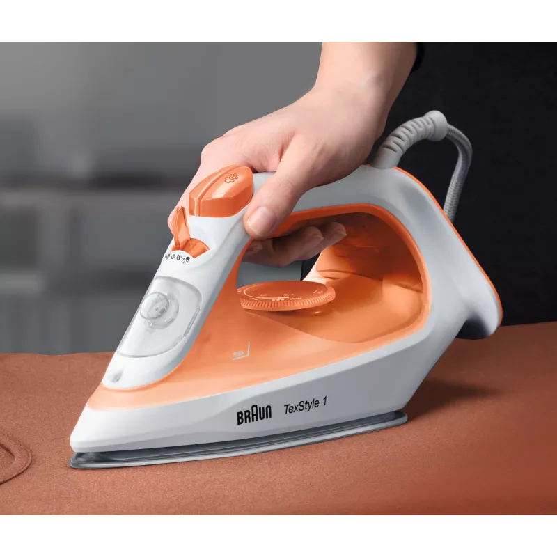 Braun TexStyle 1 SI1009OR Żelazko parowe Nieprzywierająca stopa 1900 W Pomarańczowy, Biały