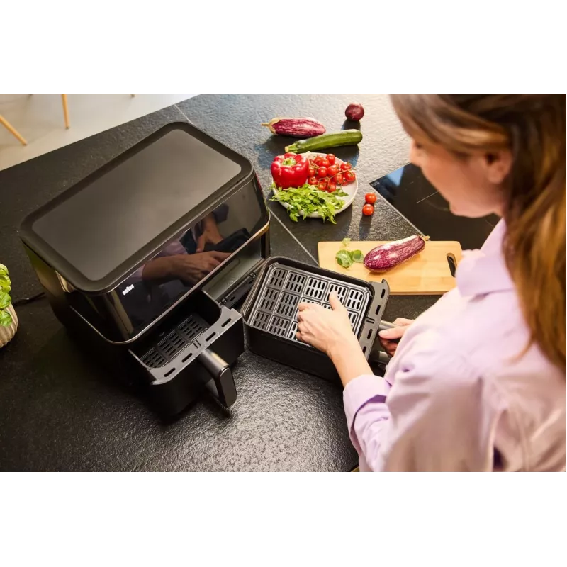 Braun TD 5030I BK Podwójny 10 l Wolnostojący 2400 W Frytkownica powietrzna Czarny, Srebrny