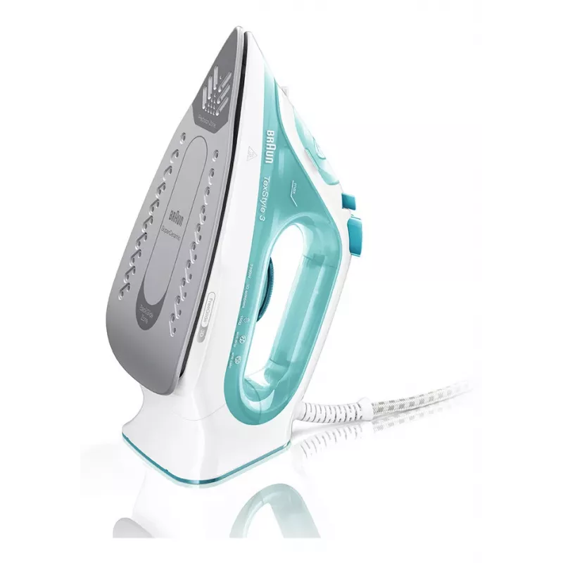 Braun TexStyle 3 SI3041GR żelazko parowe Ceramiczna stopa 2350 W Turkusowy, Biały