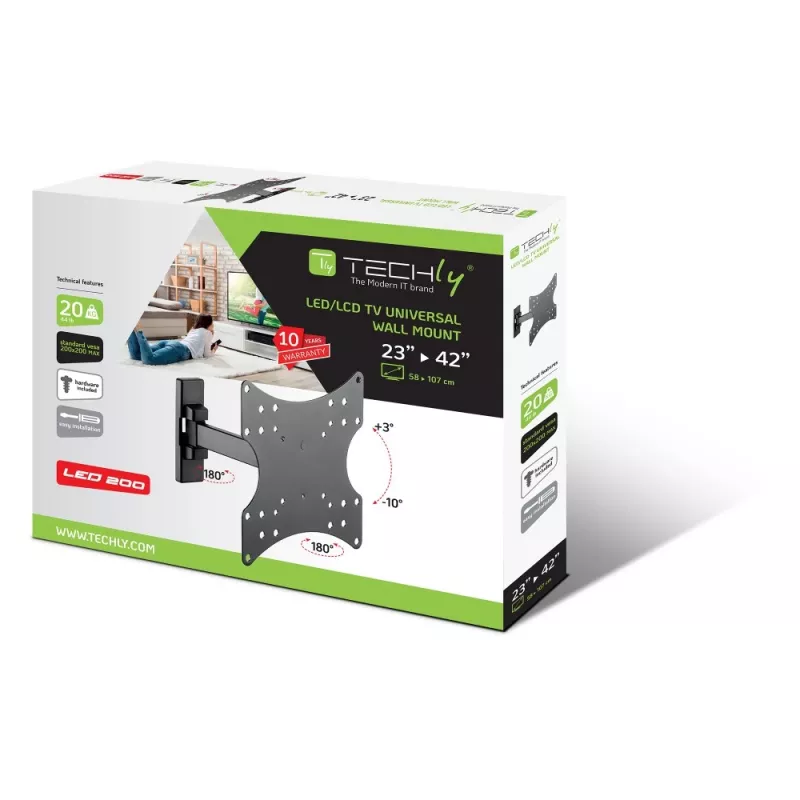 Techly ICA-LCD 2901E Uchwyt/sto jak do telewizora 106,7 cm (42 cale) Czarny