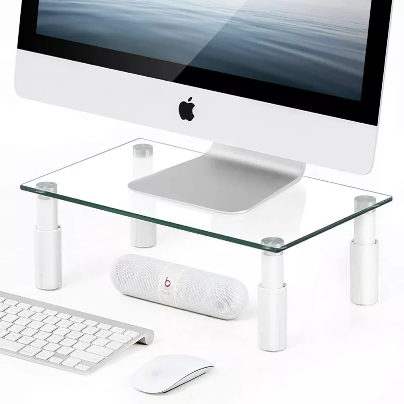 Techly Glass Stand for Monitor / Laptop, Freestanding, 20 kg, 33 cm (13 inch), 81.3 cm (32 inch), Height adjustment, Transparent