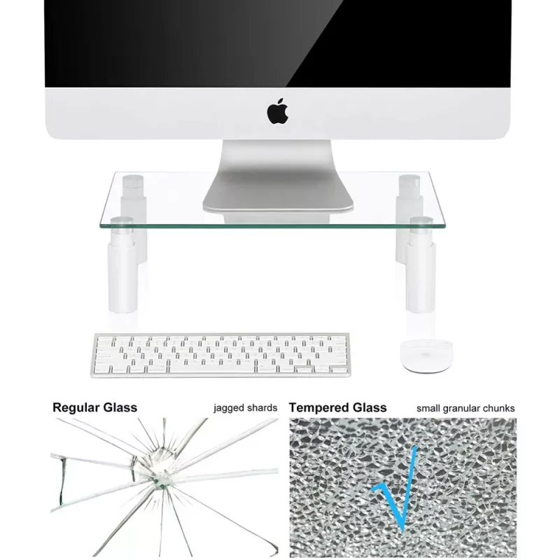 Techly Glass Stand for Monitor / Laptop, Freestanding, 20 kg, 33 cm (13 inch), 81.3 cm (32 inch), Height adjustment, Transparent