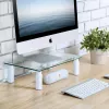 Techly Glass Stand for Monitor / Laptop, Freestanding, 20 kg, 33 cm (13 inch), 81.3 cm (32 inch), Height adjustment, Transparent