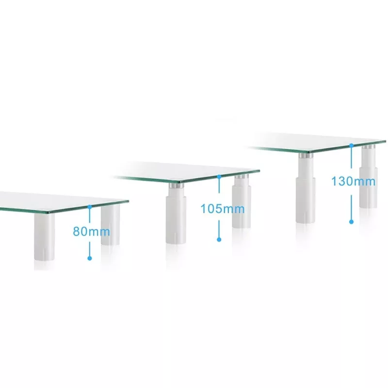 Techly Glass Stand for Monitor / Laptop, Freestanding, 20 kg, 33 cm (13 inch), 81.3 cm (32 inch), Height adjustment, Transparent