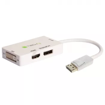 Techly IADAP DP-COMBOF3 adapter kabla wideo DisplayPort DisplayPort + DVI + HDMI Biały