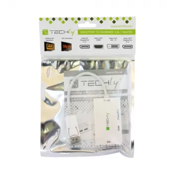 Techly IADAP DP-COMBOF3 adapter kabla wideo DisplayPort DisplayPort + DVI + HDMI Biały