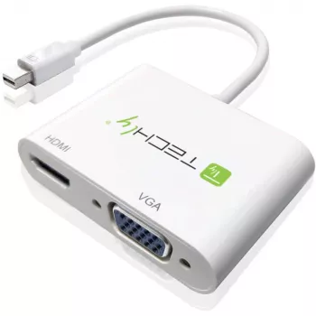 Adapter Techly Mini DisplayPort na HDMI/VGA, 0,15 m, Mini DisplayPort, HDMI + VGA (D-Sub), Męski, Żeński, 1920 x 1200 pikseli