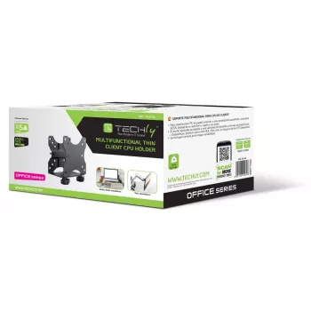Regulowany uchwyt pod biurko do jednostki centralnej Techly, 5 kg, 75 x 75 mm, 100 x 100 mm, czarny