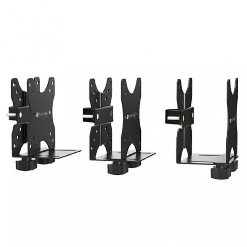 Regulowany uchwyt pod biurko do jednostki centralnej Techly, 5 kg, 75 x 75 mm, 100 x 100 mm, czarny