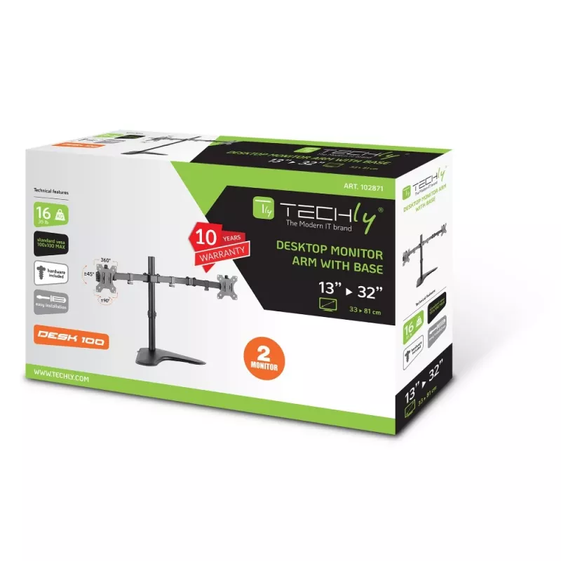 Techly ICA-LCD 2524 uchwyt / stojak do monitora 81,3 cm (32 cale) Biurkowy Czarny