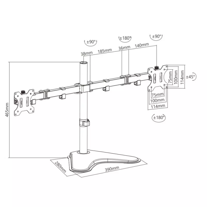 Techly ICA-LCD 2524 uchwyt / stojak do monitora 81,3 cm (32 cale) Biurkowy Czarny