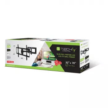 Techly cienki Wall Mount for 32-70 inch LCD LED TV Czarny, 81,3 cm (32 cale), 177,8 cm (70 cali), 45 kg, 600 x 400 mm, -10 - 5°, Czarny